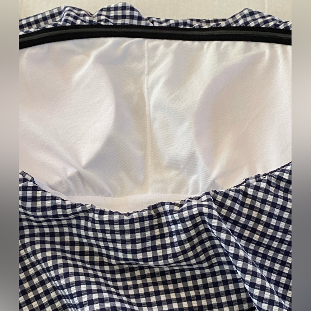 Kona Sol Blue Bandeau Flounce Front Ruched High Coverage 1-Piece Swimsuit Size L - Picture 7 of 11